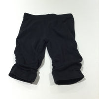 Black Cropped Leggings with Rouched Sides - Girls 9-12 Months