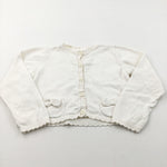 Bow Pockets Cream Lightweight Knitted Cardigan - Girls 5-6 Years