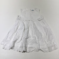 Swirl Pattern Textured White Cotton Sun Dress - Girls 18-24 Months