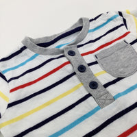 Grey Pocket Colourful Striped T-Shirt - Boys 0-3 Months