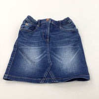 Dark Blue Denim Skirt with Adjustable Waistband - Girls 5-6 Years