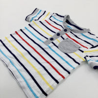 Grey Pocket Colourful Striped T-Shirt - Boys 0-3 Months