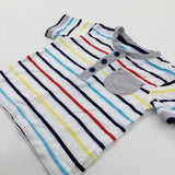 Grey Pocket Colourful Striped T-Shirt - Boys 0-3 Months