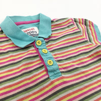 Colourful Striped Organic Cotton Polo Shirt - Girls 5-6 Years