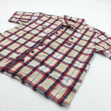 'Sting' Red, Navy & Beige Cotton Shirt - Boys 5-6 Years