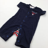 'Mummy's Little Star' Embroidered Navy, White & Red Jersey Romper - Boys 6-9 Months