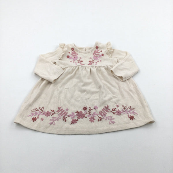 Flowery Pink & Cream Dress - Girls 12-18 Months
