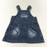 Mid Blue Denim Dungaree Dress - Girls 6-9 Months