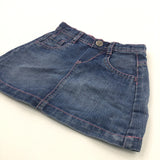Mid Blue Denim Skirt with Embroidered Hearts On Back - Girls 12-18 Months