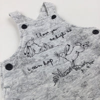 'I Love You As High As I Can Hop' Hares Grey Dungarees - Boys 0-3 Months