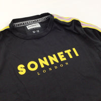 'Sonneti London' Black Cropped T-Shirt - Girls 10-12 Years