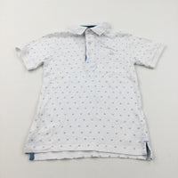 Diamonds Blue & White Polo Shirt - Boys 6-7 Years
