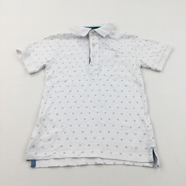 Diamonds Blue & White Polo Shirt - Boys 6-7 Years