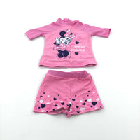 'Minnie Mouse' Pink 2 Piece Beach Suit  - Girls 12-18 Months