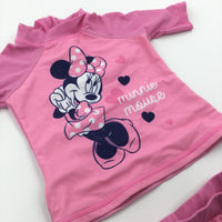 'Minnie Mouse' Pink 2 Piece Beach Suit  - Girls 12-18 Months