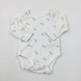 Ducks White Cotton Long Sleeve Bodysuit - Boys 0-3 Months