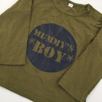 'Mummy's Boy' Khaki Long Sleeve Top - Boys 3-4 Years