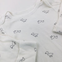 Ducks White Cotton Long Sleeve Bodysuit - Boys 0-3 Months