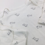 Ducks White Cotton Long Sleeve Bodysuit - Boys 0-3 Months