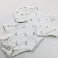 Ducks White Cotton Long Sleeve Bodysuit - Boys 0-3 Months