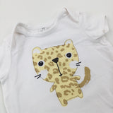 Cheetah White Short Sleeve Bodysuit - Boys 0-3 Months