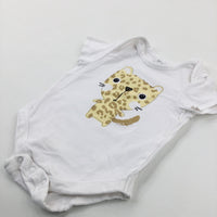 Cheetah White Short Sleeve Bodysuit - Boys 0-3 Months