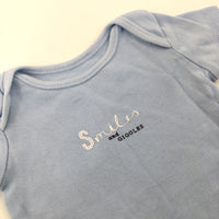 'Smiles & Giggles' Blue Short Sleeve Bodysuit - Boys 0-3 Months