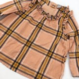 Peach, Yellow & Black Check Dress - Girls 12-18 Months