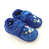 'Space Racer' George Pig Spaceman Blue Fluffy Slipper Shoes - Boys - Shoe Size 4-5