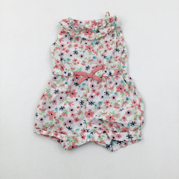 Bees & Flowers Pink Playsuit - Girls 0-3 Months