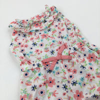 Bees & Flowers Pink Playsuit - Girls 0-3 Months