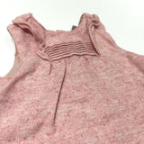 'Little Rose Bear' Pink Mottled Woollen Dress - Girls 6-9 Months