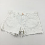 White Cotton Twill Shorts with Adjustable Waistband - Girls 11-12 Years