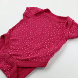 Spotty Pink Cotton Short Sleeve Bodysuit - Girls 0-3 Months