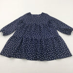 Spotty Navy & White Lightweight Polyester Dress - Girls 2-3 Years