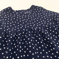 Spotty Navy & White Lightweight Polyester Dress - Girls 2-3 Years