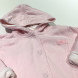'Baby' Pink Jersey Popper Up Hoodie Sweatshirt - Girls 6-9 Months