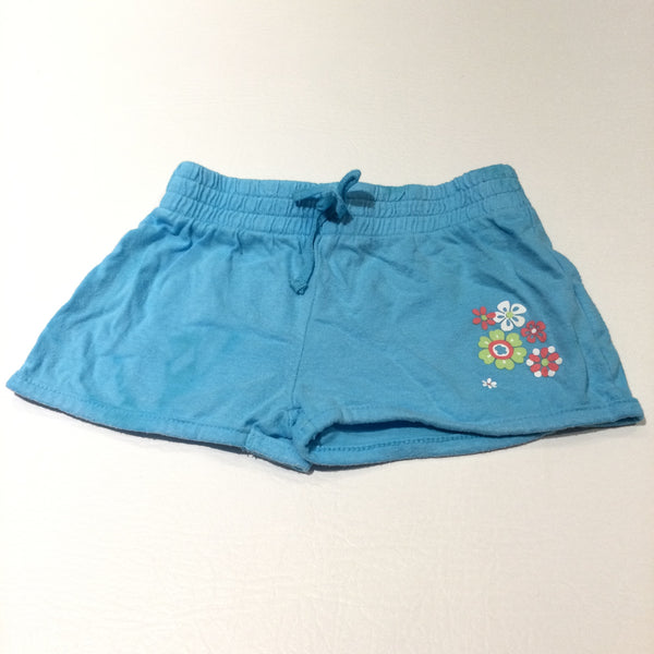 Flowers Colourful Blue Lightweight Jersey Shorts - Girls 6-9 Months