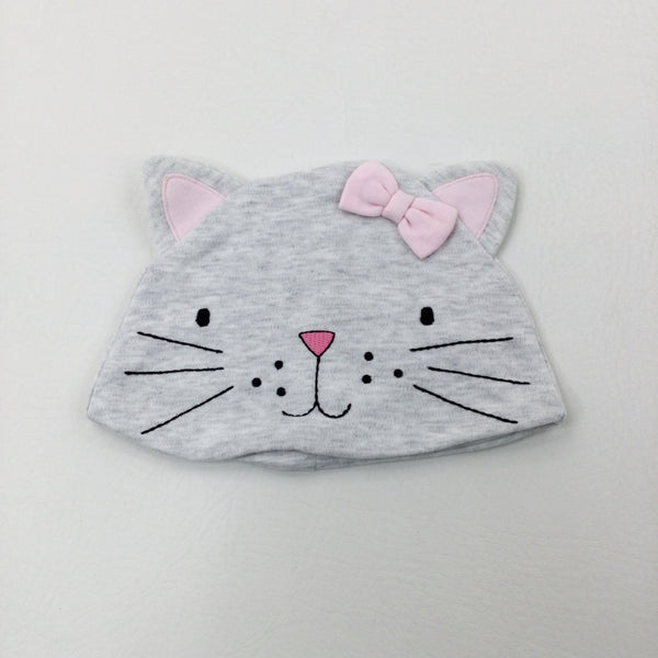 Cat Grey Jersey Hat - Girls 0-3 Months