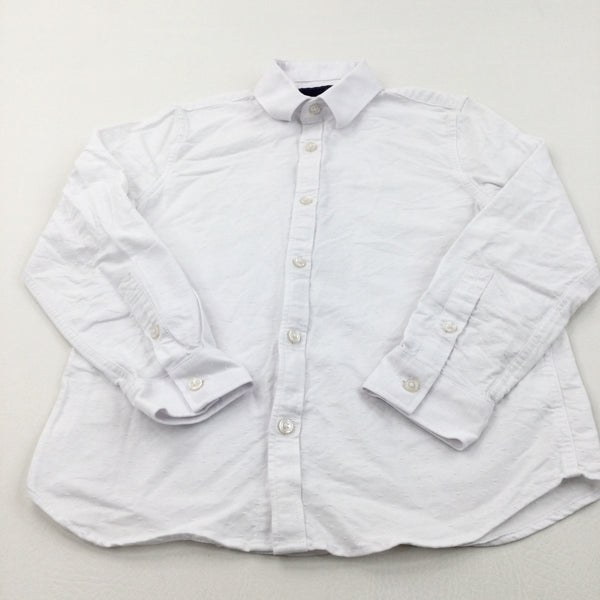 Textured White Cotton Shirt - Boys 8 Years