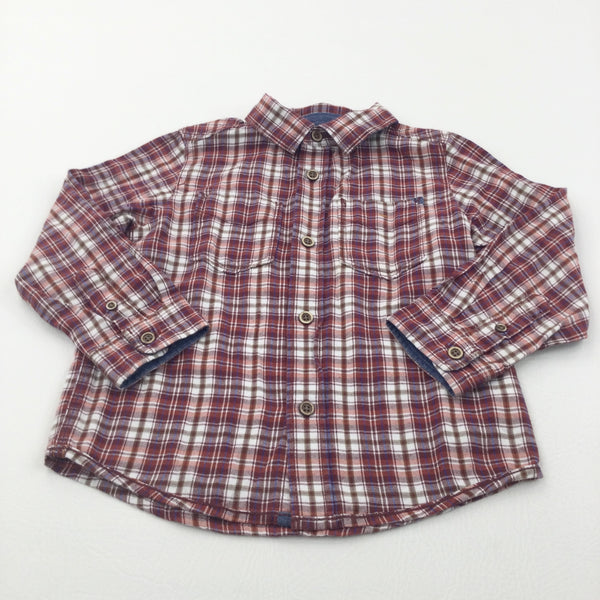 Brown & Cream Checked Cotton Shirt - Boys 3-4 Years