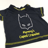 'Mummy's Caped Crusader' Batman Black & Yellow T-Shirt - Boys 3-6 Months