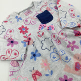 Colourful Butterflies & Flowers Grey Jersey Dress - Girls 0-3 Months