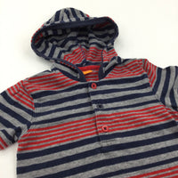 Navy, Red & Grey Hoodie T-Shirt - Boys 9-12 Months