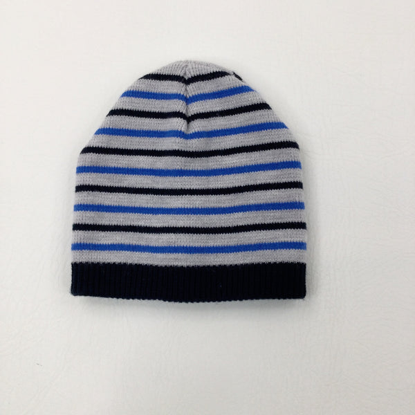 Navy & Grey Knitted Hat - Boys 3-6 Months