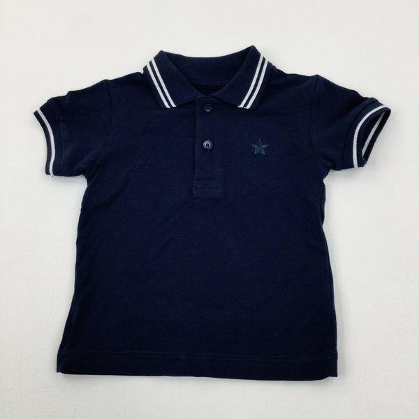 Star Motif Navy Polo Shirt - Boys 3-6 Months