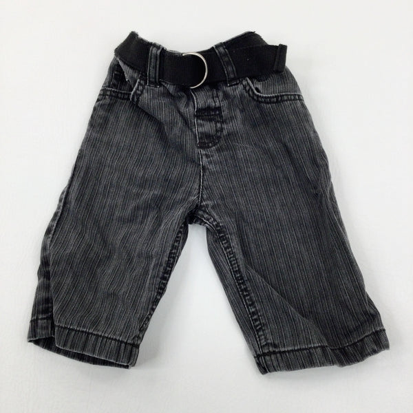 Striped Black Jeans With Adjustable Waist - Boys 3-6 Months