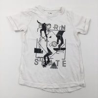 'Born To Skate' White T-Shirt - Boys 5 Years