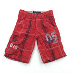 '05 Captain Blue' Red Checked Shorts - Boys 18-24 Months