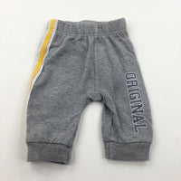 Grey, Yellow & White Lightweight Tracksuit Bottoms - Boys 0-3 Months